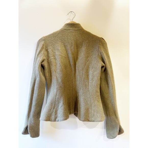 Vintage 90s Ralph Lauren Wool Green Gray Fitted Button Front Blazer Small - Picture 3 of 12